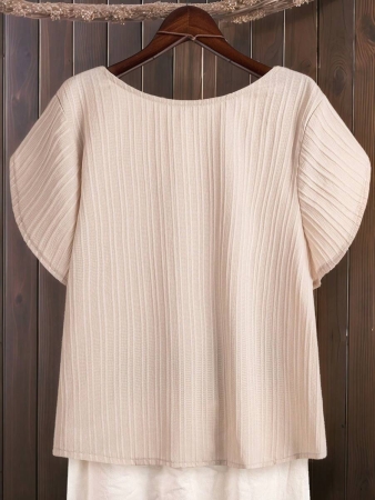 Linhara Women's Asymmetric Peplum Short Sleeve Casual Blouse For Summer - Image 8