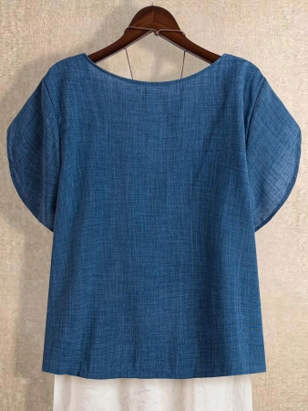 Linhara Women's Asymmetric Peplum Short Sleeve Casual Blouse For Summer - Image 17