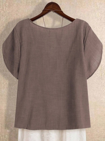 Linhara Women's Asymmetric Peplum Short Sleeve Casual Blouse For Summer - Image 37