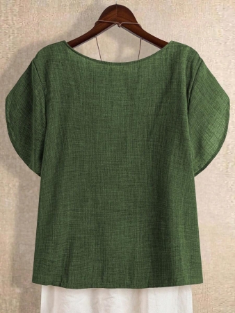 Linhara Women's Asymmetric Peplum Short Sleeve Casual Blouse For Summer - Image 42