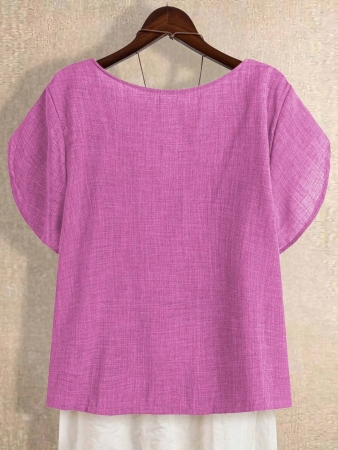 Linhara Women's Asymmetric Peplum Short Sleeve Casual Blouse For Summer - Image 52