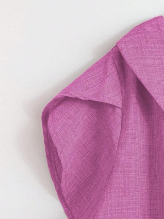 Linhara Women's Asymmetric Peplum Short Sleeve Casual Blouse For Summer - Image 55