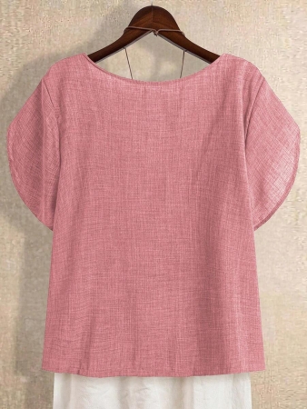 Linhara Women's Asymmetric Peplum Short Sleeve Casual Blouse For Summer - Image 67