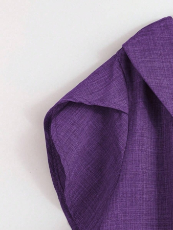 Linhara Women's Asymmetric Peplum Short Sleeve Casual Blouse For Summer - Image 74