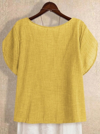 Linhara Women's Asymmetric Peplum Short Sleeve Casual Blouse For Summer - Image 77