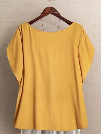 Linhara Women's Asymmetric Peplum Short Sleeve Casual Blouse For Summer - Image 87