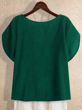 Linhara Women's Asymmetric Peplum Short Sleeve Casual Blouse For Summer - Image 92