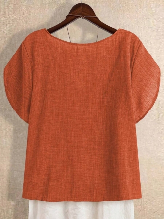 Linhara Women's Asymmetric Peplum Short Sleeve Casual Blouse For Summer - Image 97