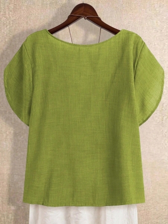 Linhara Women's Asymmetric Peplum Short Sleeve Casual Blouse For Summer - Image 107