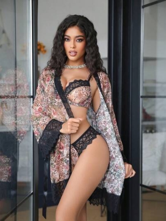 SHEIN Seduluxe 4pcs Lace Patchwork Women's Underwear Set With Underwire, Sexy For Going Out