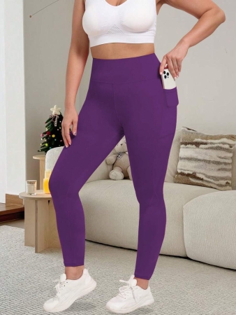 Women's Plus Size Leggings With Pockets Stretchy Yoga Pants Tummy Control High Waist Workout Leggings - Image 5
