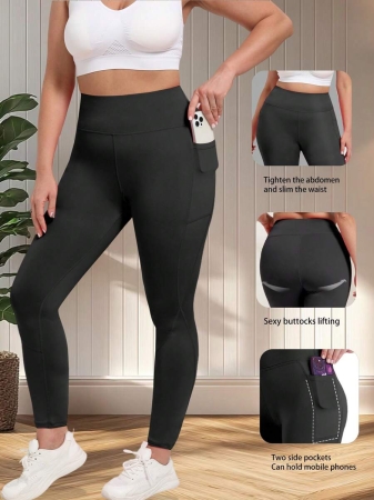 Women's Plus Size Leggings With Pockets Stretchy Yoga Pants Tummy Control High Waist Workout Leggings - Image 10