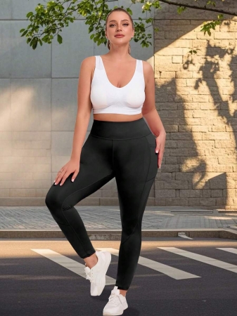 Women's Plus Size Leggings With Pockets Stretchy Yoga Pants Tummy Control High Waist Workout Leggings - Image 12