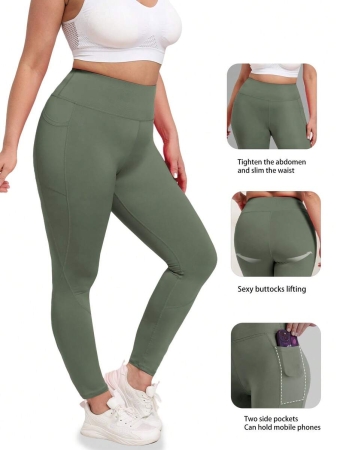 Women's Plus Size Leggings With Pockets Stretchy Yoga Pants Tummy Control High Waist Workout Leggings - Image 38