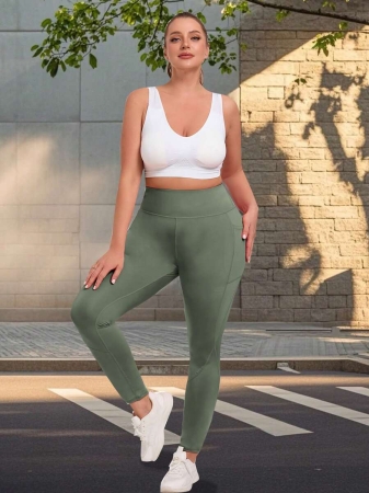 Women's Plus Size Leggings With Pockets Stretchy Yoga Pants Tummy Control High Waist Workout Leggings - Image 40