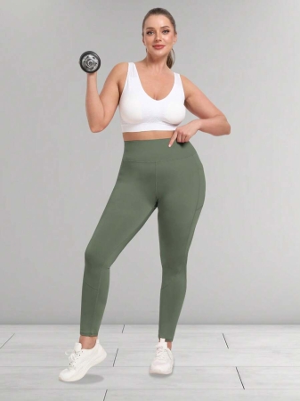 Women's Plus Size Leggings With Pockets Stretchy Yoga Pants Tummy Control High Waist Workout Leggings - Image 42