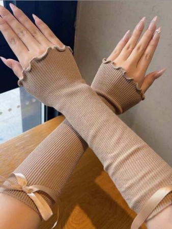 1 Pair Of Women's Y2K Sweet Knitted Arm And Leg Covers, Fashionable Street Decoration Gloves, Holiday Gifts, Very Suitable For Daily Travel Wear
