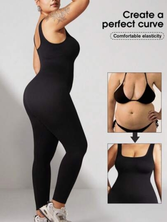 Plus Size Curve Woman Activewear Yoga Clothes Seamless Gym Sports High Support Moisture Wicking Workouts Breathable Outdoor Plus Size Curve Tummy Control High Elasticity Straps Gym Women Outfit Women's Seamless Yoga Bodysuit