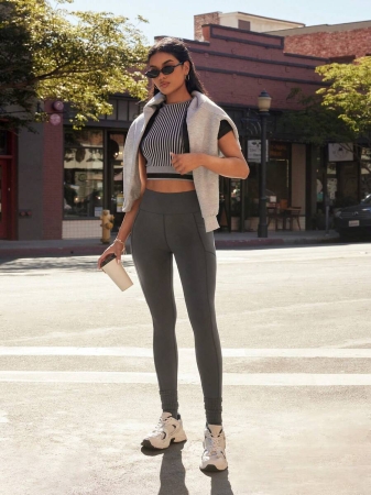 Easify SHEIN Sport Women High Waist Casual Fitness Leggings With Pockets Yoga Pants - Image 14