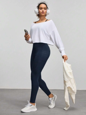 Easify SHEIN Sport Women High Waist Casual Fitness Leggings With Pockets Yoga Pants - Image 29