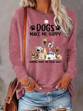 Women's Slogan Dog Graphic Crew Neck Sweatshirt - Image 2