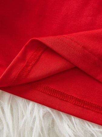 SHEIN LUNE Casual Loose Crew Neck Short Sleeve Women T-Shirt, Red, Suitable For Christmas, Merry Christmas, Reindeer, Christmas Tree,Christmas,Red Top - Image 36