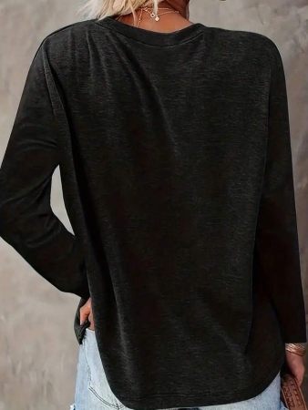 INAWLY Graphic Print Round Neck Casual Versatile Long Sleeve T-Shirt Graphic Tees Women Tops For Spring Fall Cloth For Women - Image 3