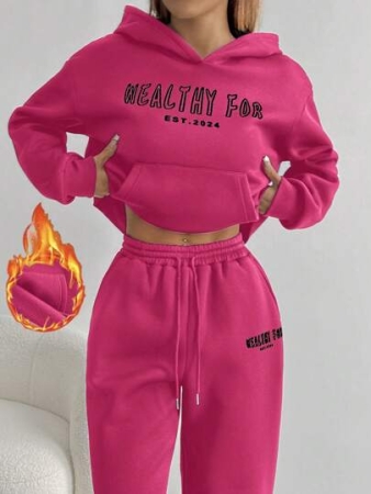 Flirla Women Letter Print Pocket Hoodie Sweatshirt, Casual Daily Wear Graduation,Back To School Outfits,Graduation,Teacher Outfits For Women,Back To School Pullover Fall Outfit