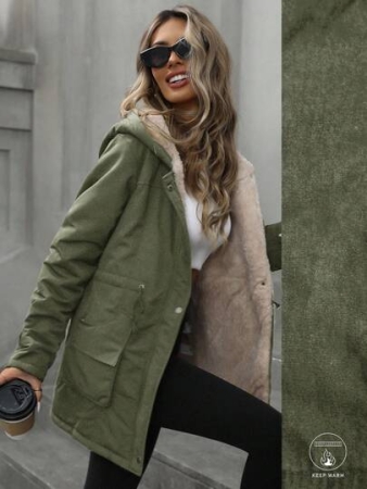 Aveloria Modichic Fashion Loose Casual Versatile Hooded Zip-Up Drawstring Waist Padded Padded Coat Clothes WinterÂ