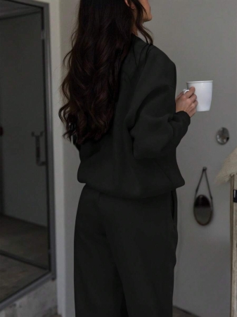 SHEIN EZwear Women Plain Color Zip Up Long Sleeve Sweatshirt, Simple Fashion,Graduation,Teacher,Back To School Pullover Fall - Image 3