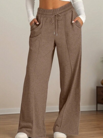 Women's Drawstring Wide Leg Sweatpants With Pockets Oversized Low Waist Yoga Pants Baggy Trouser