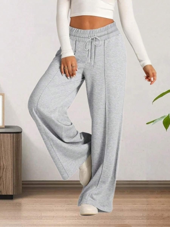 Women's Drawstring Wide Leg Sweatpants With Pockets Oversized Low Waist Yoga Pants Baggy Trouser - Image 3