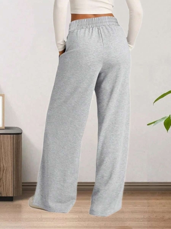 Women's Drawstring Wide Leg Sweatpants With Pockets Oversized Low Waist Yoga Pants Baggy Trouser - Image 4