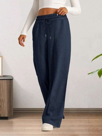 Women's Drawstring Wide Leg Sweatpants With Pockets Oversized Low Waist Yoga Pants Baggy Trouser - Image 6