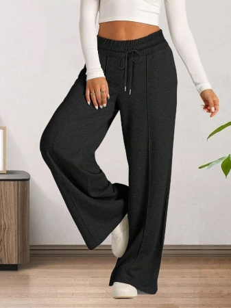 Women's Drawstring Wide Leg Sweatpants With Pockets Oversized Low Waist Yoga Pants Baggy Trouser - Image 9