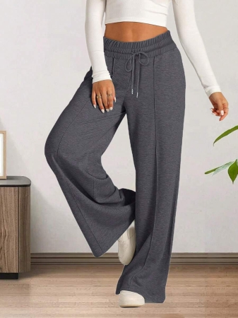 Women's Drawstring Wide Leg Sweatpants With Pockets Oversized Low Waist Yoga Pants Baggy Trouser - Image 15