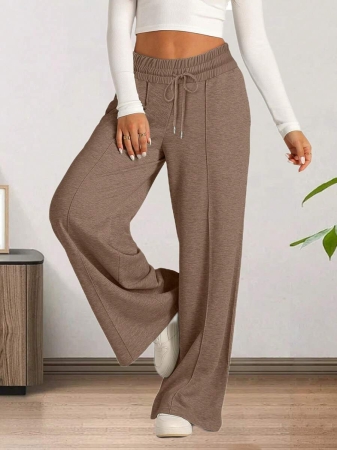 Women's Drawstring Wide Leg Sweatpants With Pockets Oversized Low Waist Yoga Pants Baggy Trouser - Image 17