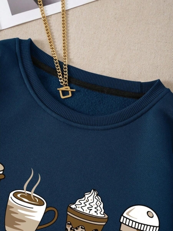 INAWLY Coffee And Slogan Graphic Thermal Lined Sweatshirt,Long Sleeve Tops Graduation,Back To School Outfits,Graduation,Teacher Outfits For Women,Back To School Pullover Fall Outfit - Image 8