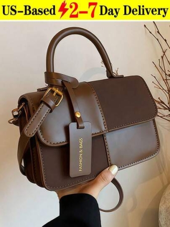 New Stylish Simple Plaid Patchwork Handbag Tote Shoulder Crossbody Bag For Women,Fall Winter Crossbody Bag Small Vintage Plaid Pattern Purse With Top Handle & Adjustable Strap, Mini Phone Bag For Essentials, Black And Brown Tartan Handbag,[US Local Warehouse]Halloween Decorations,Travel Essentials,School Supplies