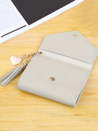 Cute Tassel Pendant Decor Wallet Faux Leather Multi-Functional Wallet Women Short Wallet Coin Purse Flap Card Case Envelope Bag For Women Wallet - Image 12