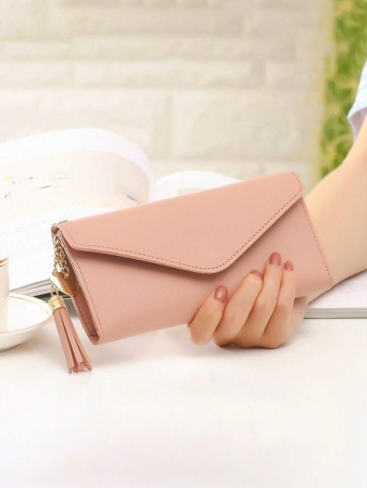 Cute Tassel Pendant Decor Wallet Faux Leather Multi-Functional Wallet Women Short Wallet Coin Purse Flap Card Case Envelope Bag For Women Wallet - Image 21