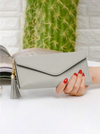 Cute Tassel Pendant Decor Wallet Faux Leather Multi-Functional Wallet Women Short Wallet Coin Purse Flap Card Case Envelope Bag For Women Wallet - Image 22