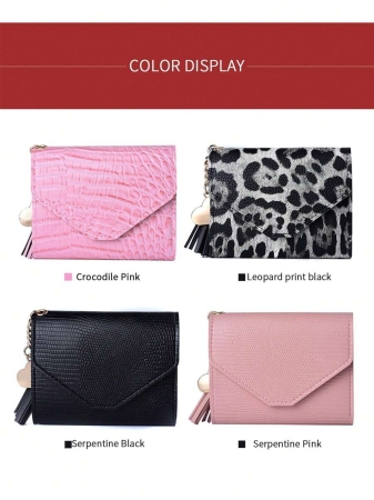 Cute Tassel Pendant Decor Wallet Faux Leather Multi-Functional Wallet Women Short Wallet Coin Purse Flap Card Case Envelope Bag For Women Wallet - Image 24