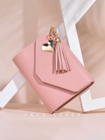 Cute Tassel Pendant Decor Wallet Faux Leather Multi-Functional Wallet Women Short Wallet Coin Purse Flap Card Case Envelope Bag For Women Wallet - Image 28
