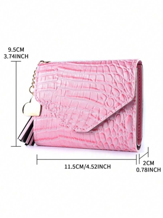 Cute Tassel Pendant Decor Wallet Faux Leather Multi-Functional Wallet Women Short Wallet Coin Purse Flap Card Case Envelope Bag For Women Wallet - Image 30