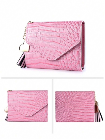 Cute Tassel Pendant Decor Wallet Faux Leather Multi-Functional Wallet Women Short Wallet Coin Purse Flap Card Case Envelope Bag For Women Wallet - Image 31