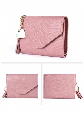 Cute Tassel Pendant Decor Wallet Faux Leather Multi-Functional Wallet Women Short Wallet Coin Purse Flap Card Case Envelope Bag For Women Wallet - Image 34