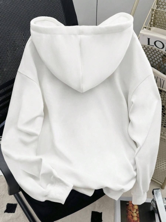 SHEIN Women's Drop Shoulder Hoodie Long Sleeve Sweatshirt, Suitable For Everyday Wear Fall Cloth For Women - Image 3