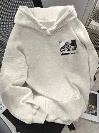 SHEIN Women's Drop Shoulder Hoodie Long Sleeve Sweatshirt, Suitable For Everyday Wear Fall Cloth For Women - Image 16