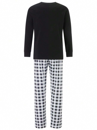 Christmas Family Matching Pajama Sets Plaid And Letter Print Christmas Sleepwear Holiday PJS Sleepwear For Dad Mom Kids - Image 7